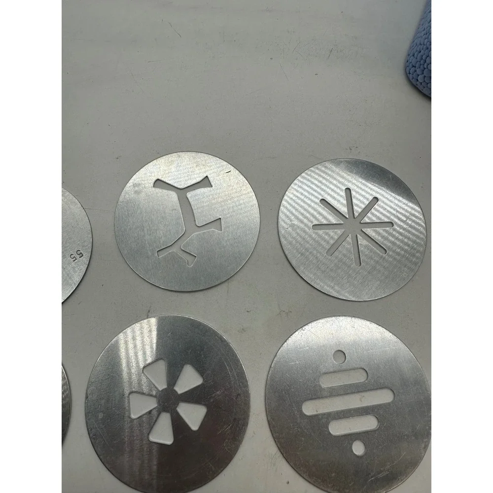 Lot of‎ 9 Vintage Aluminum Cookie Press Replacement Discs Tree Star Snowflake